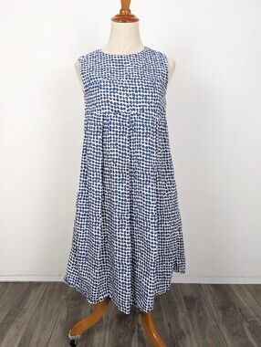 's Max Mara Women's White Blue Summer Dress Sleeveless Pleated